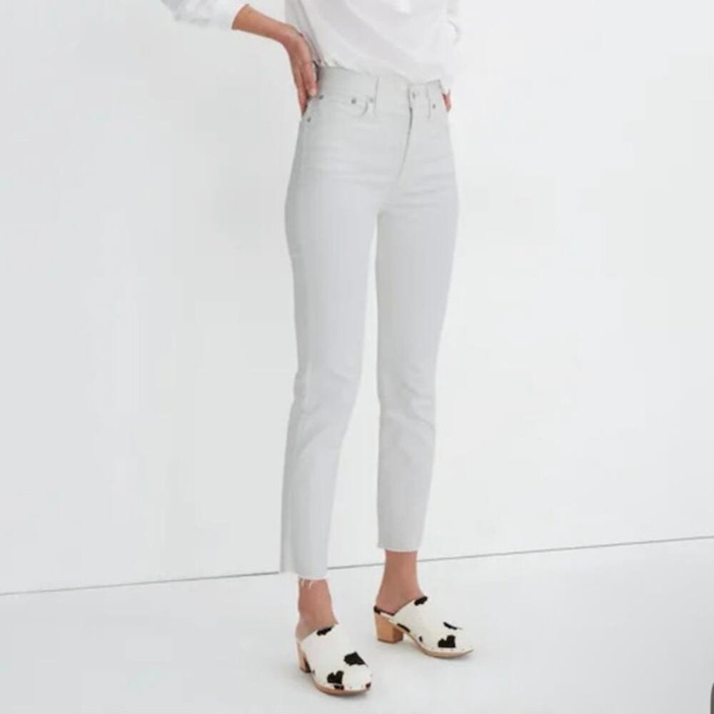 Madewell The Perfect Vintage Crop Jeans Tile White Raw Hem Edition Size 26